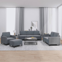 4 Pcs conjunto de sofás veludo cinzento-escuro