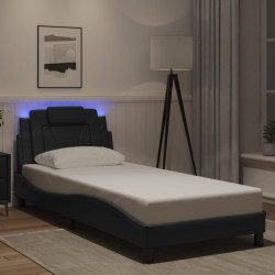 Estrutura de cama viana com LED sem colchão 80x200 cm preto
