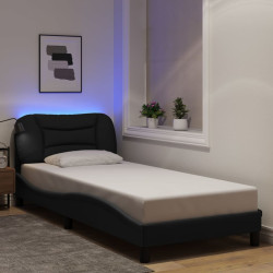 Estrutura de cama com LED sem colchão hvar 90x200 cm tecido preto