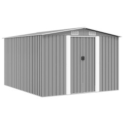 Abrigo de jardim 257x298x178 cm metal cinzento