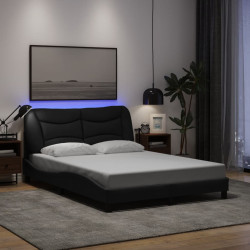 Estrutura de cama com LED sem colchão hvar 140x190 cm tecido preto