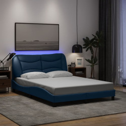 Estrutura de cama com LED sem colchão hvar 140x190 cm tecido azul