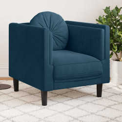 Poltrona com almofadão veludo azul