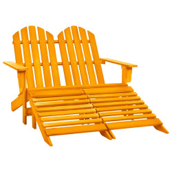 Cadeira de jardim e otomano adirondack 2 lugares abeto laranja