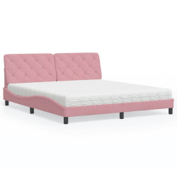 Cama com colchão 180x200 cm veludo rosa