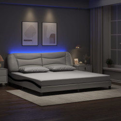 Estrutura de cama com LED sem colchão hvar 200x200cm branco/preto