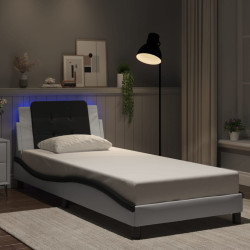 Estrutura de cama com LED sem colchão zadar 90x190 cm branco/preto