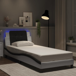 Estrutura de cama com LED sem colchão zadar 90x200cm branco/preto