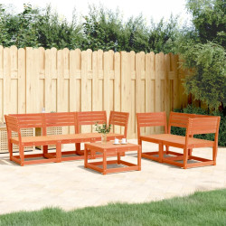 5 Pcs conjunto de sofás de jardim pinho maciço castanho-mel