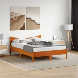 Cama sem colchão 120x200 cm madeira pinho maciça castanho-mel