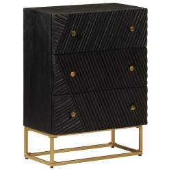 Cómoda 55x30x76 cm madeira de mangueira maciça e ferro preto