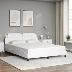 Estrutura de cama sem colchão zadar 160x200 cm couro artificial branco