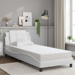 Estrutura de cama sem colchão zadar couro artificial 90x190cm branco