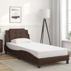 Estrutura de cama sem colchão zadar couro artificial 80x200 cm castanho