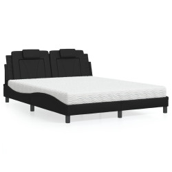 Cama viana com colchão 160x200 cm couro artificial preto