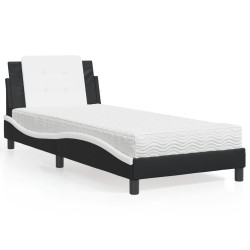Estrutura de cama sem colchão zadar 90x190 cm couro artificial preto e branco