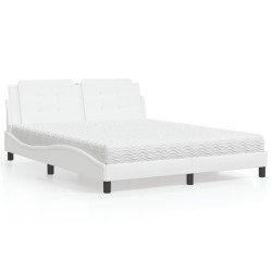 Cama com colchão zadar 160x200 cm couro artificial branco