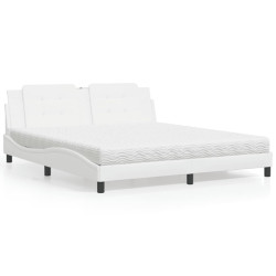 Cama com colchão zadar 180x200 cm couro artificial branco