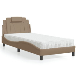 Cama viana com colchão 80x200 cm couro artificial cappuccino