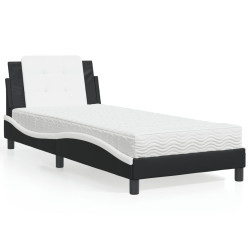Estrutura de cama sem colchão zadar 80x200 cm couro artificial preto e branco
