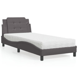Estrutura de cama sem colchão zadar 100x200 cm couro artificial cinzento