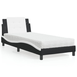 Estrutura de cama sem colchão zadar 90x200 cm couro artificial preto e branco