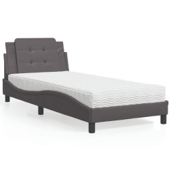 Estrutura de cama sem colchão zadar 90x200 cm couro artificial cinzento