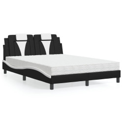 Cama viana com colchão 120x200 cm couro artificial preto e branco