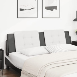 Almofadão de cabeceira zadar 180 cm couro artificial branco e preto