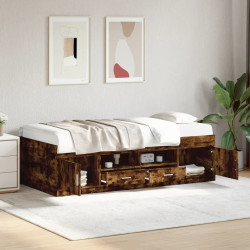 Sofá-cama com gavetas sem colchão 90x200 cm carvalho fumado