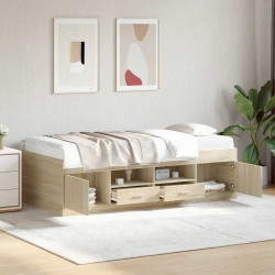 Sofá-cama com gavetas sem colchão 75x190 cm carvalho sonoma