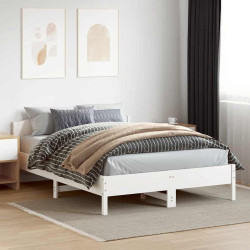 Cama sem colchão 160x200 cm madeira de pinho maciça branco