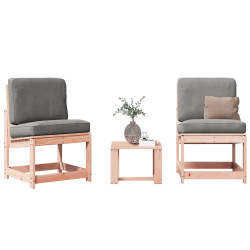 3 Pcs conjunto lounge de jardim madeira de douglas maciça