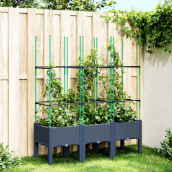 Vaso/floreira de jardim c/ treliça 120x40x142,5 cm PP cinzento azul