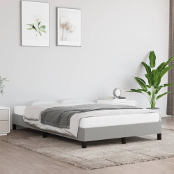 Estrutura de cama sem colchão cinza claro tecido