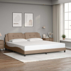 Estrutura de cama sem colchão zadar 200x200 cm couro artificial cappuccino