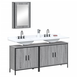 3 Pcs conjunto móveis casa de banho madeira proc. cinza sonoma