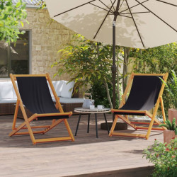 Cadeiras de praia dobráveis 2 pcs tecido preto