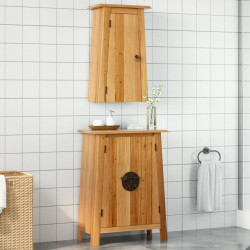2 Pcs conjunto móveis p/ casa de banho madeira de pinho maciça