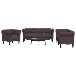 3 Pcs conjunto de sofás tecido castanho-escuro