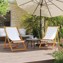 Cadeiras de praia dobráveis 2 pcs tecido branco nata