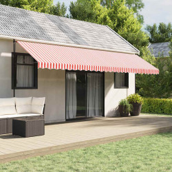Tecido de substituição para toldo vermelho e branco 600x300 cm poliéster