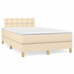 Cama boxspring com colchão 120x190 cm tecido cor creme