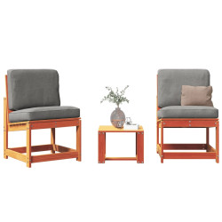 3 Pcs conjunto lounge de jardim pinho maciço castanho-mel