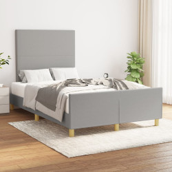 Estrutura de cama sem colchão cinza claro tecido