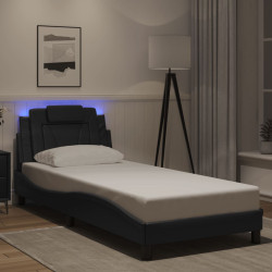Estrutura de cama viana com LED sem colchão 90x200 cm preto