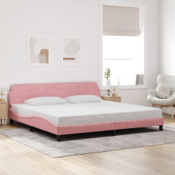 Estrutura de cama dover 200x200 cm veludo rosa