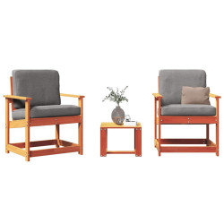 3 Pcs conjunto lounge de jardim pinho maciço castanho-mel