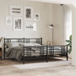 Estrutura de cama com cabeceira e pés 183x213 cm metal preto