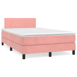 Cama boxspring com colchão 120x190 cm veludo rosa